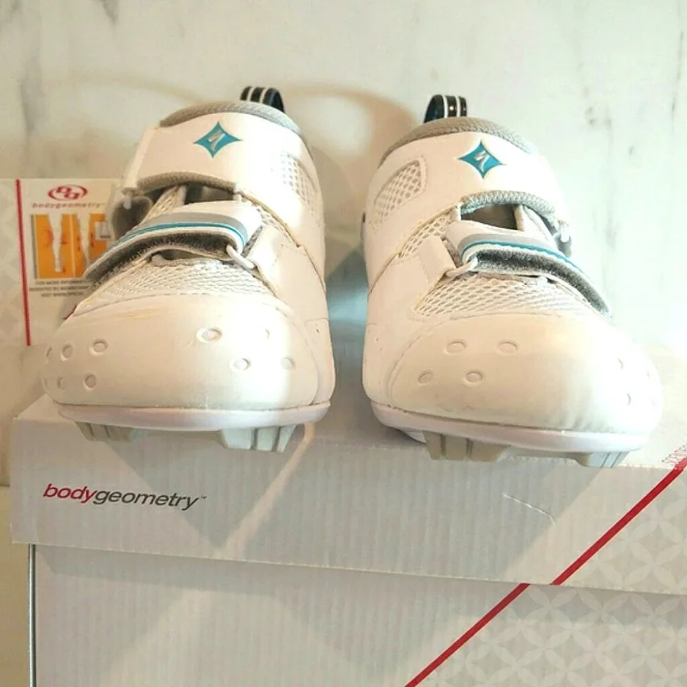 NWB Specialized Trivent Triathlon Cycling Shoes White Aqua 6.5 - Picture 5 of 14